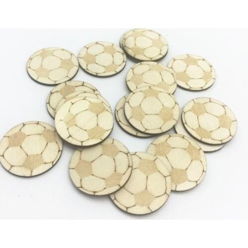 100pcs 25MM 1 inch Natural Wood Circle Round Football Chips Discs Embellishments DIY CRAFTS For Scrapbooking Cardmaking