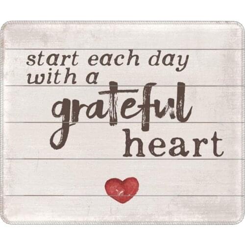 Inspirational Quotes Round Mouse Pad, Start Each Day with A Grateful Heart Vintage Floral Mouse Pads Mat