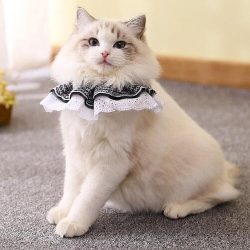 Cat Lace Bell Collar Pet Cute Bow Bell Collar Cat Lace Princess Bib Kitten Accessories Dog Necklace Decoration Puppy Supplies