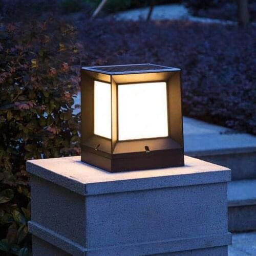 Die-Casting Aluminum Simple Outdoor Waterproof Solar Column Head Lamp Villa Courtyard Door Lamp Lawn Lamp Led Wall Lamp
