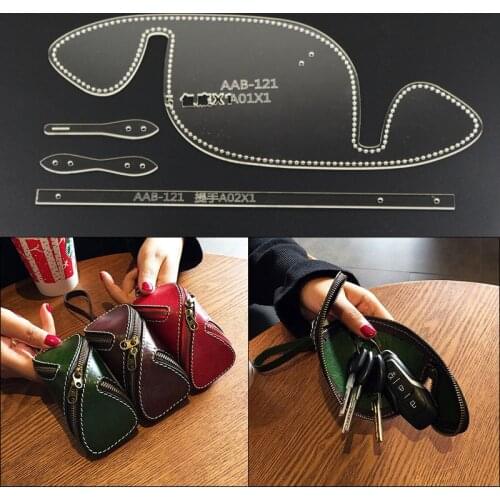 Lychee Life Leather Craft Pattern Template DIY Acrylic Bag Car Key Ring Stencil Model Handmade Home Sewing Accessories Supplies