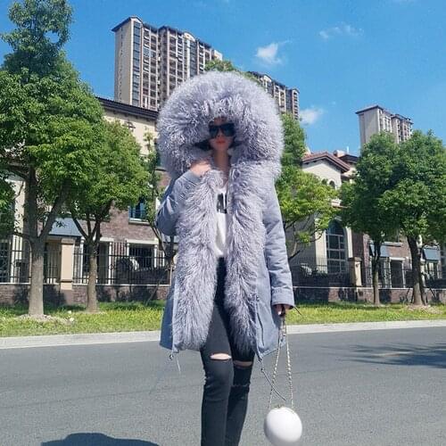 MAOMAOKONG new lamb fur collar access parker jacket female white duck down liner mid-length jacket