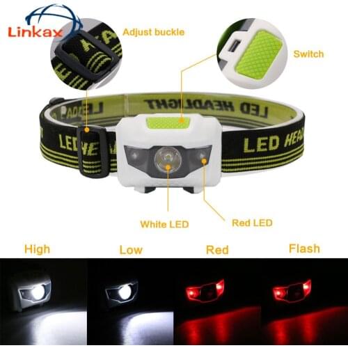 Mini 4 modes Headlight Battery LED Headlamp Lanterna Head Torch Light for Camping Mini Headlamp Light Torch