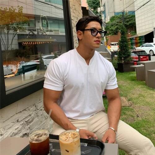 Men New Arrived V neck short sleeve men t shirt Slim Fit t-shirt men Skinny casual summer tshirt camisetas hombre M-3X 2021