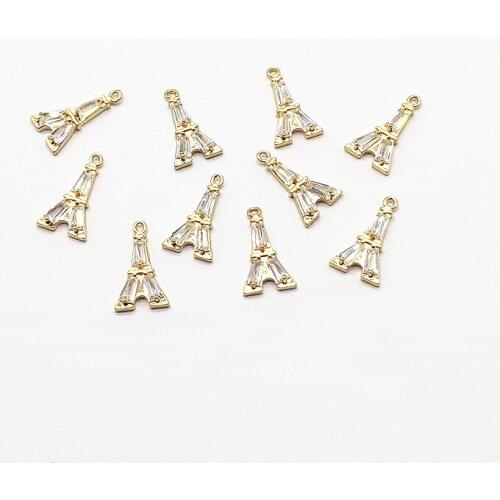 New arrival! 18x10mm 50pcs Cubic Zirconia Tower shape Charm for Hand Made Earrings DIY parts,Jewelry Findings & Components