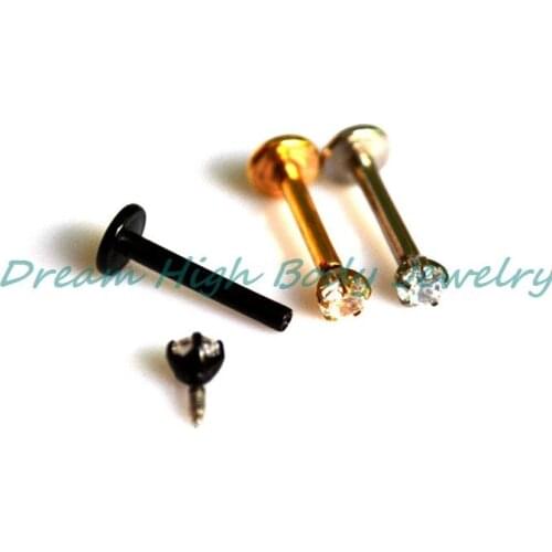 New Arrival Zircon Vacuum plating Titanium lip stud labret ring earring fancy body piercing jewelry character