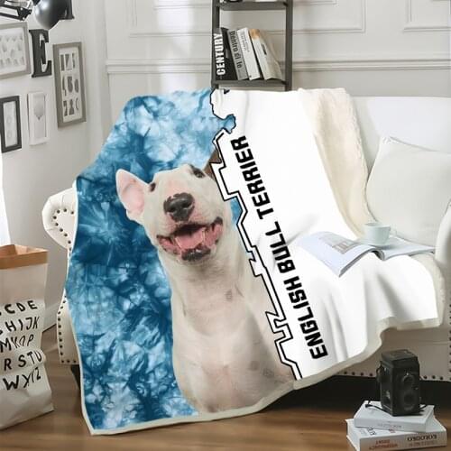 Animal Blanket English Bull Terrier Dog Printing Child Adult Thick Quilt Home Life Picnic Travel Fashion Throw Blanket