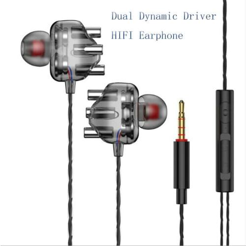 Dual Dynamic Driver Wired In-Ear Earphone Headset Headphone Stereo Built-In Mic Sports Gaming Headsets Single Core / Multicore
