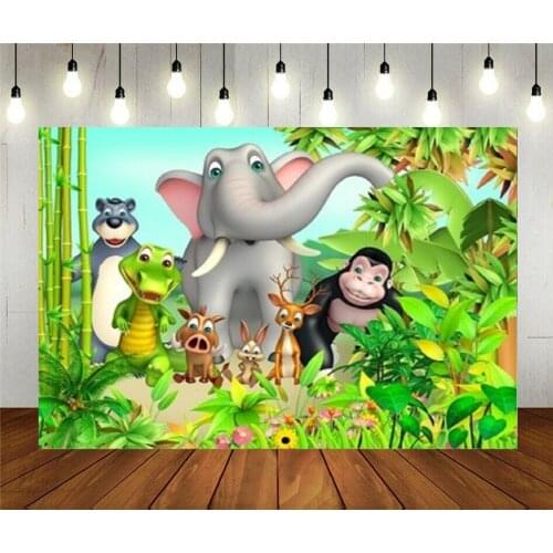 Photo Studio Props Photography Backdrop 3D Rendered Joy Of Wild Animal Cartoon Vinyl Background Kids Birthday Party Decoration