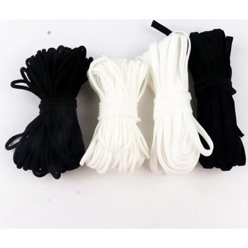 3mm 5mmBlack White Mask Elastic Band Rubber Rope Ear Hanging Rope Round Adjustable Handmade Soft Elastic Sewing Mask Accessories