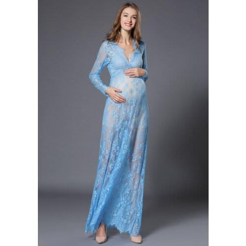 Sexy perspective lace fashion dress maternity skirt photography clothing treasure mother photo women V-neck dress