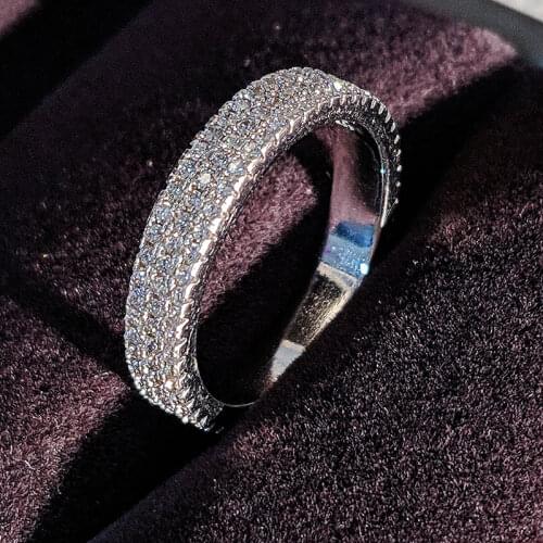 Solid real 925 Sterling Silver full circle zircon Band eternity Ring for Wedding Engagement luxury finger wholesale Jewelry R721