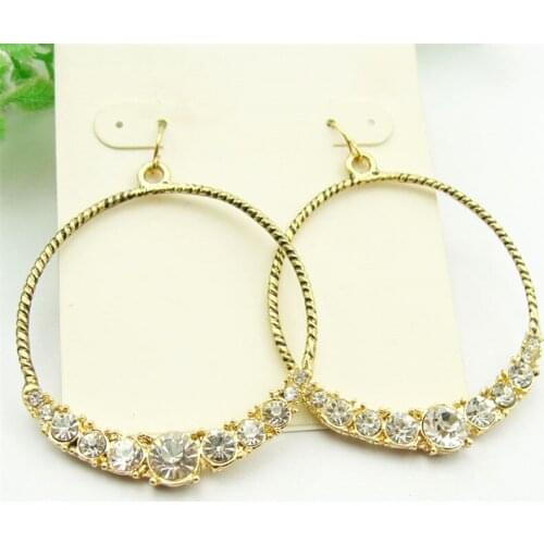 Women Special store Fashion round loop diamante rhinestone pendant hanging Earrings brincos female earing