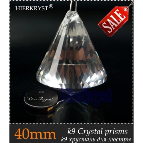 HIERKYST 10 pcs K9 Glass Crystal Prisms Pendants Chandeliers Parts Lustres Rainbow Lamp Lighting Hang Drops 40mm 1.57" #1916-1A