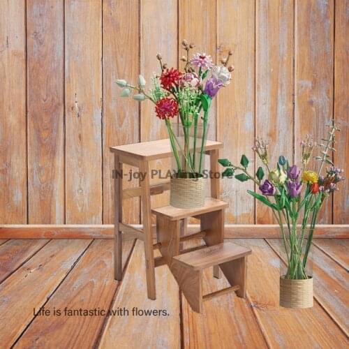 MOC Flowers Building Blocks Florist Series Minimalist Style House Indoor Decorations Model Bricks Toys For Children Kis Gift DIY