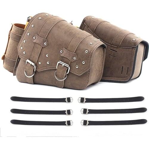 Motorcycle Saddle Bag Waterproof Leather Side Bag Bike Side Storage Drink Holder Tool Pouch Storage For Harley Universal Parts