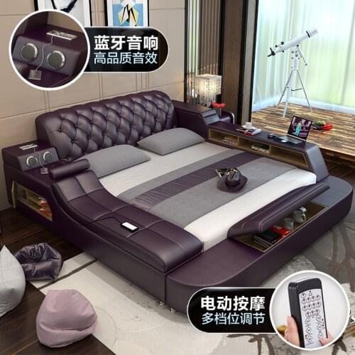 Smart Bed Room Furniture King Size Bed Modern Double Bed with Storage Blue Tooth Music