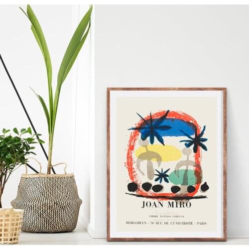Joan Miro Exhibition Vintage Abstract Canvas Poster Famous Painting Wall Art Prints French Mid Century Modern Decoration Picture