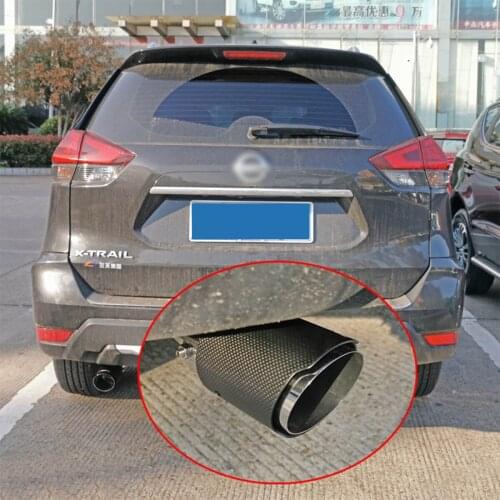 High Grade Carbon Fiber+Stainless Steel Tail Exhaust Pipe Straight Muffler Edge End Tips Fit For Nissan X-Trail 2014-2019