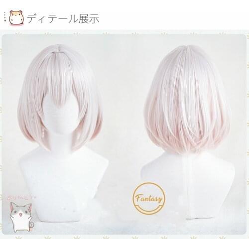 Azur Lane HMS Sirius Cosplay Heat Resistant Synthetic Short Pink Hair Halloween Party + Free Wig Cap