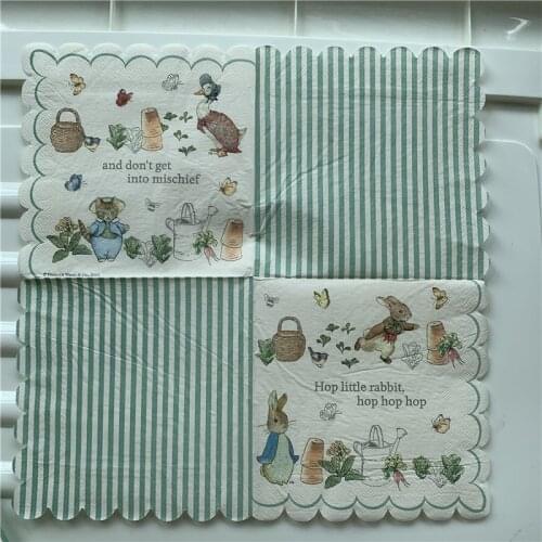 Decoupage paper napkins cute tissue vintage towel cartoon animal rabbit bunny kid birthday wedding party home beautiful decor 20