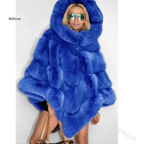 Winter Women Fur Coat Cape Plus Size Crochet Poncho Autumn Winter Faux Fur Cape Coat Women Warm Outwear Cloak Poncho