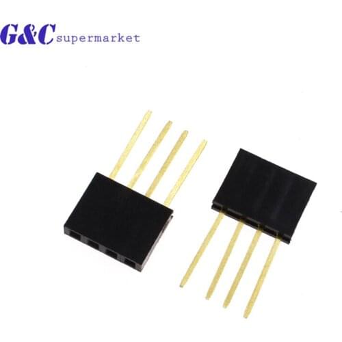 10/50PCS 4 Pin Header Connector 2.54mm Stackable 4 Long Legs single Female diy electronics
