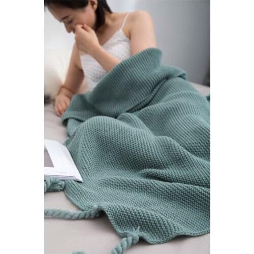 130x170cm Knitted Throw Blanket for Sofa Soft Tassel Travel Chair Couch Decorative Thread Blankets Home Textile
