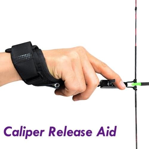 1X Archery Release Aid Compound Bow Caliper Thumb Release Aid Shooting Trigger Wrist Strap Free shipping