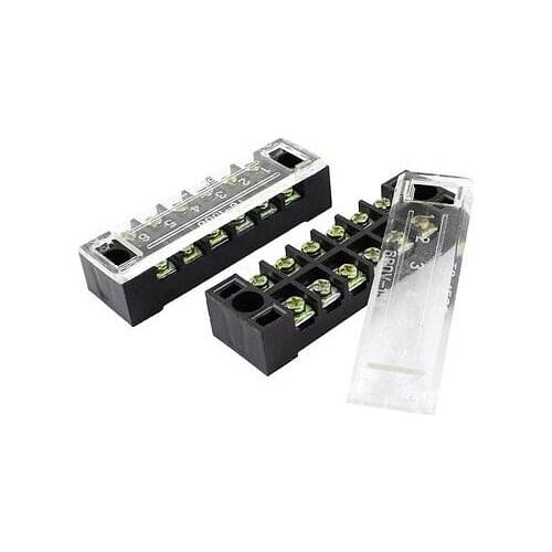 2 Pcs 600V 15A 6-Position Screw Electric Barrier Terminal Block Wire Connector