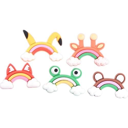 20Pcs Mini Cute Cartoon Rainbow Shoes Women Luck Flat Back Bags Rubber Cabochon DIY Decorations Phone Scrapbooking Deco