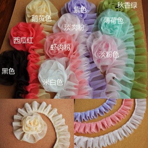 20yards Double Layer Pleated Lace Trim Wedding Decoration DIY Doll Dress Skirt Dress Hem Lace 5cm Mesh Ruffles Folds Lace Fabric