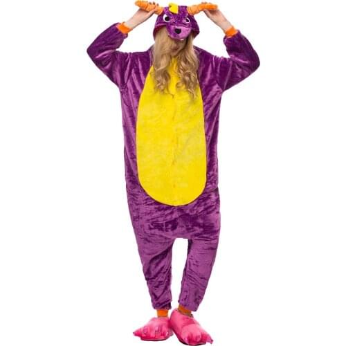 2019 New Winter Adults Animal Pajamas Sets Cartoon Sleepwear Women Pyjamas Unicorn Pijamas Unicornio Dinosaur