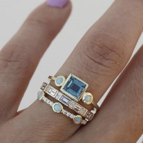 2021 Trend Gold Three-Piece Jewelry Ring Womens Rings Cute Jewelry Gothic Accessories Female Ring Bijouterie