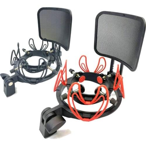 25-60mm Universal Shockproof Frame Condenser Mount U47 Microphone Shock Mount U87 Spray Windscreen Mesh Guard for Telefunken NM