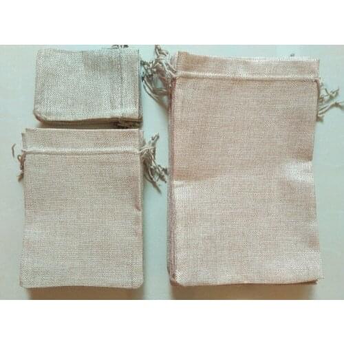 5pcs/lot 7x9 10x14 13x18 15x20cmNatural burlap Jute bag wedding gift bag party favor bags drawstring pouch jewelry Packaging bag