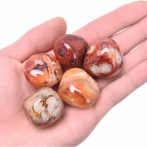 5Pcs/lot Worry Stones Pebble Healing Crystal home stones decoration Irregular Polished Banded Agate Palm Stones