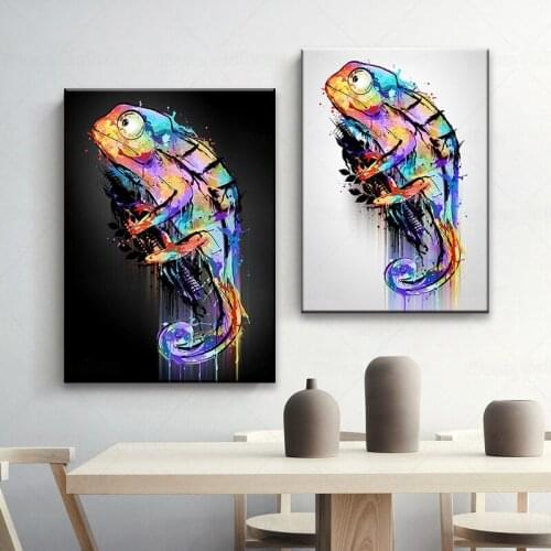 Abstract Animal Canvas Painting Chameleon Wall Art Home Decor Posters and Prints Modern Living room Artwork Picture