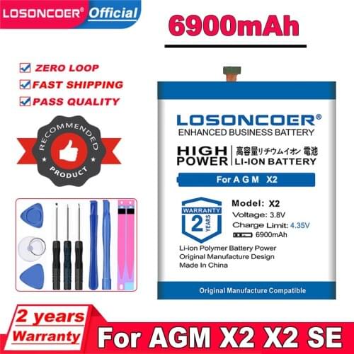 LOSONCOER 6900mAh X2 Replacement Batteries For AGM X2 X2 SE Smart Phone Battery
