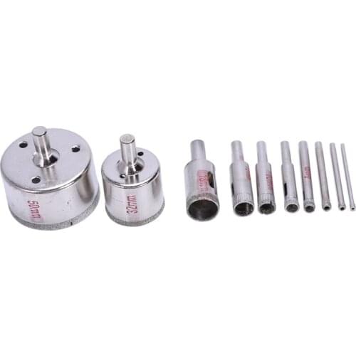 10Pcs Diamond Hole Saw 3-50mm Drill Bit Saw Set Tile Ceramic Marble Glass Cutter