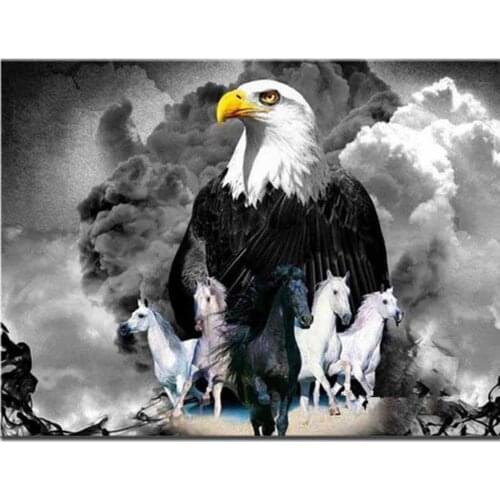 Eagle animal horse Diamond Painting,paint by diamonds rhinestone Nature Embroidery 5D DIY Full Square Round black white decor