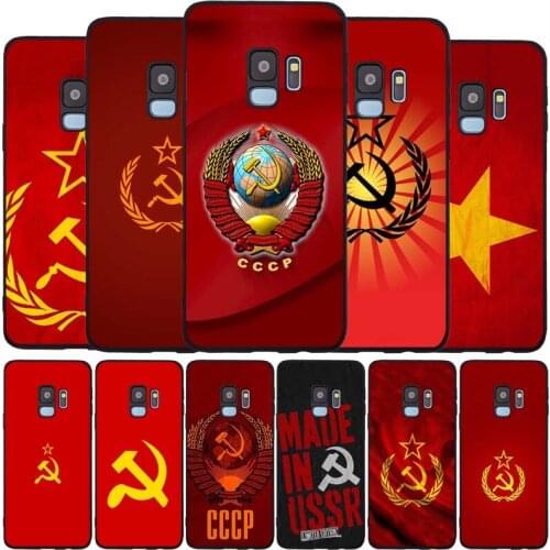 USSR Soviet Emblem black Soft phone Case For Samsung S20 S10 S9 S8 S7 edge Plus Lite Note 8 9 10 A6 A7 A8 A9 2018 luxury Cover