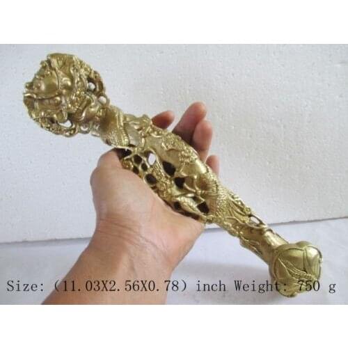 Decoration bronze factory Pure Brass Old Elaborate Ancient Chinese old brass with dragon magpie and plum auspicious statue