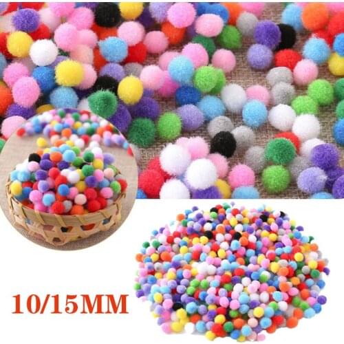Kids DIY Pompoms Toy Craft Supplies Mini Fluffy Pompon 10/15mm Pom Poms Christmas Home Decoration Accessories 500/1200pcs/lot