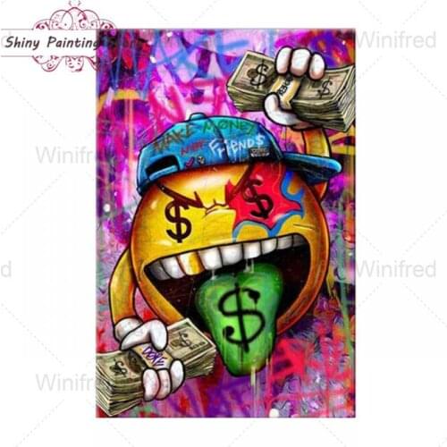 DIY 5D Diamond Painting Graffiti Dollar Money Tongue Cartoon Illustration Full Square Round Diamond Cross Stitch Kit Mosaic Gift