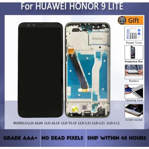 For HUAWEI Honor 9 Lite LLD-AL00 AL10 TL10 L31 L21 L11 Original LCD screen assembly with front case touch glass Black white blue