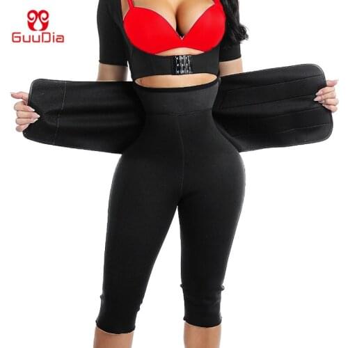 GUUDIA Thigh Slimmer Waist Trainer Pants Hot Thermo Nerprene Sweat Pants Women Body Shaper Trousers Weight Loss Pant Slimmer