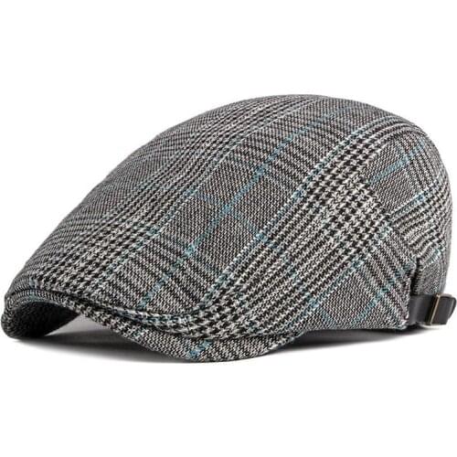 2021 Cotton Spring Autumn fashion joker plaid Newsboy Caps Flat Peaked Cap Men and Women Painter Beret Hats 63