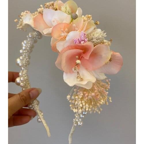 Handmade crown bride crown spring flowers baby shower dried flowers mother crown birthday crown new born special design