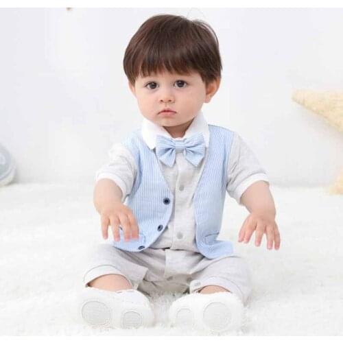 Summer Gentleman Rompers Kids Toddler Newborn Baby Boys Striped Printed Outfits Gentleman Rompers Baby Boys Clothes